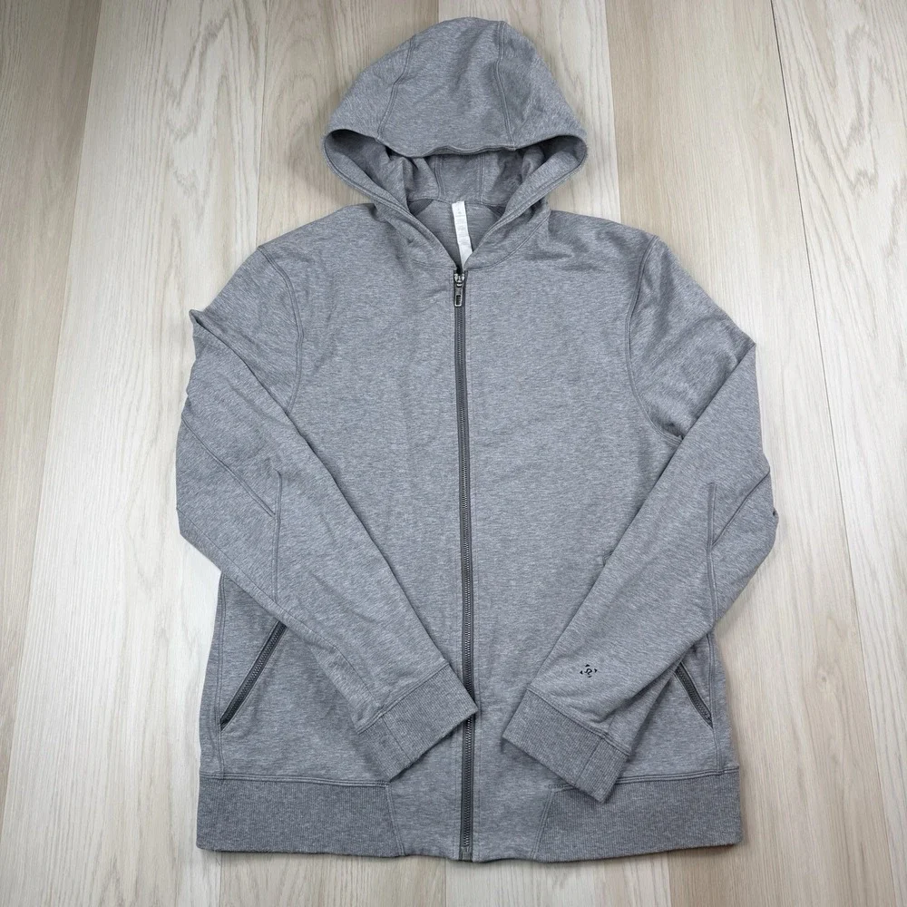 Lululemon Cross Cut Hoodie Sweatshirt Gray Full Zip Athletic Mens Size L Large